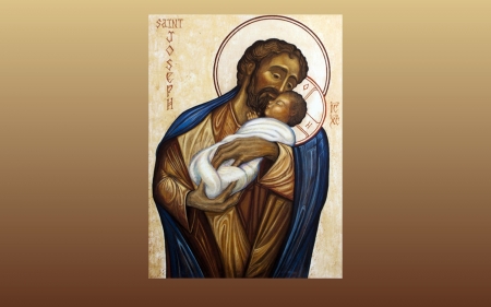 Saint Joseph and Jesus - saint joseph, icon, jesus, baby