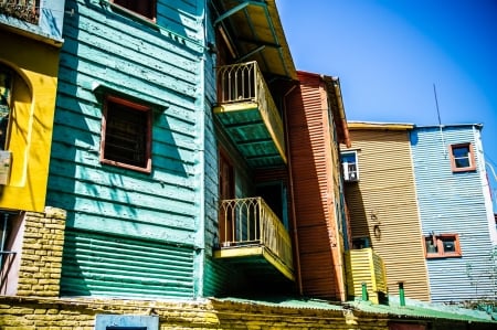 Colourful houses - architecture, friendly, houses, colour, city