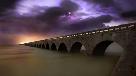 Dark clouds - nature, sunset, bridge, cloud