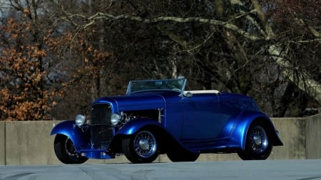 1932-Ford-Roadster-Street-Rod - classic, conv, blue, hotrod