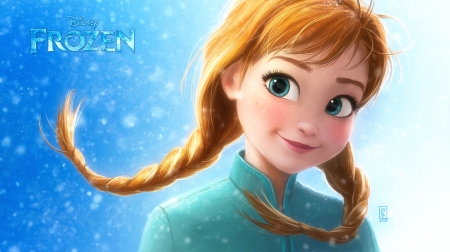 Anna - princess, anna, redhead, girl, iarna, winter, fantasy, fanart, face, luminos, blue, disney, frozen, novel ro