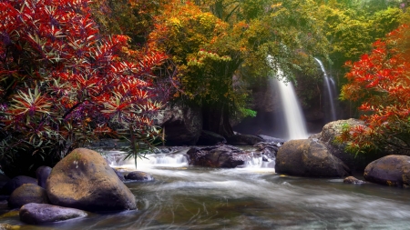 Autumn Waterfall - autumn, trees, water, waterfalls, waterfall, in, rocks, fall, forest