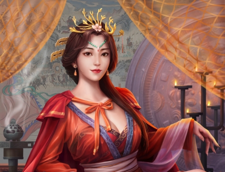 Princess - skyrun chen, girl, luminos, red, frumusete, asian, fantasy