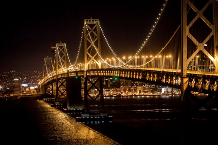 Bay-Bridge - Light, Bay, night, Bridge