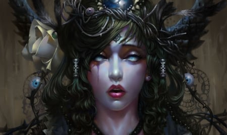 Fantasy girl - face, wei feng, fantasy, luminos, girl