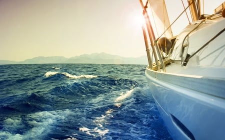 sailling - ocean, water, sailboat, sky