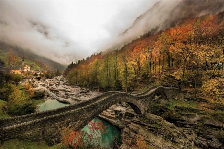 Bridge in Autumn - nature, autumn, bridge, in