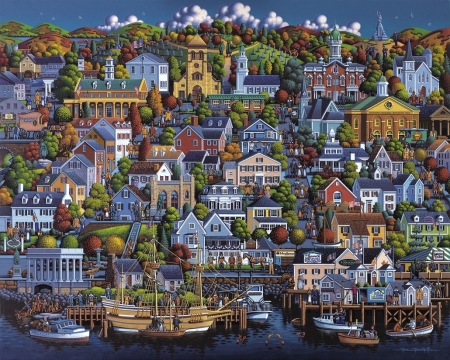 Plymouth - plymouth, painting, art, pictura, eric dowdle, city