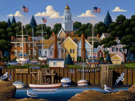 Marblehead - marblehead, pictura, eric dowdle, painting, city, art