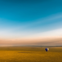 Hot Air balloon in vast sky