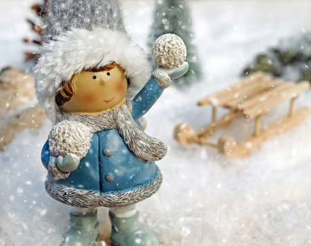 Winter Decoration - girl, decorayion, snow, winter, lovely