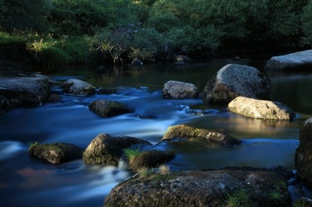 Beautiful little river - river, water, nature, fields