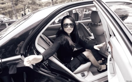 zhang ziyi - woman, zhang, ziyi, car