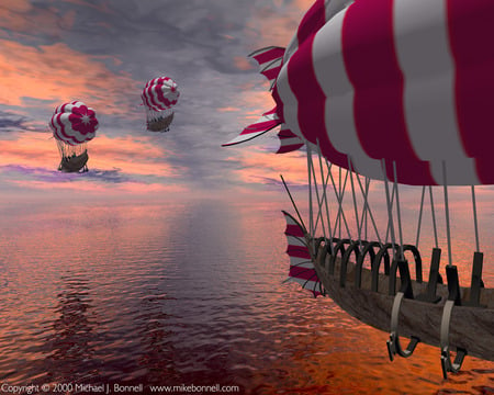 Balloon Riders - abstract, landscape, 3d, fantasy