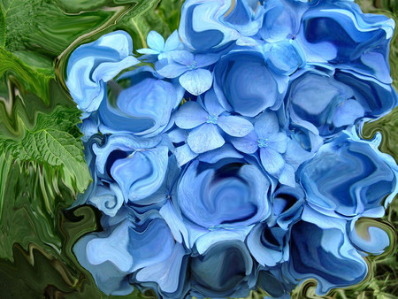 Blue flowers - fractal, flowers