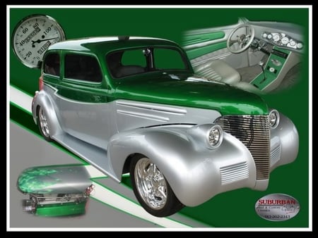 39Chevy 2-Door - 39, green, chevy, silver