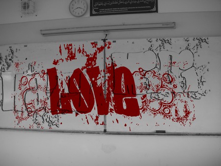 Love Graffiti - red, school, photoshop, graffiti, islam, love, wall