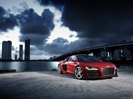 Audi R8 TDI Le Mans Darkness 1 (front of car) - audi r8, red, audi r8 le mans, audi, body kit