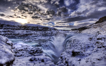 Beautiful landscape - waterfalls, mountain