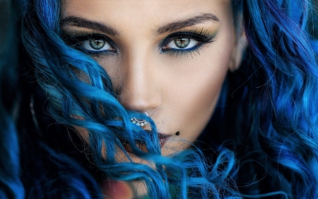 Blue haired Women - Blue, haired, Model, Women