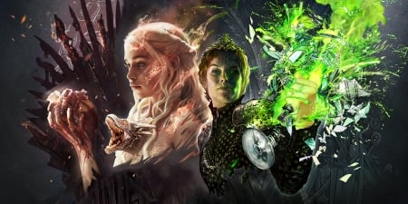 There is no middle ground - game of thrones, ertacaltinoz and aykutaydogdu, fantasy, mother of dragons, green, cersei lannister, daenerys targaryen