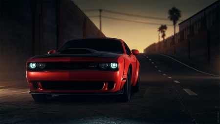 Dodge-Challenger - Car, Challenger, red, Dodge