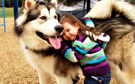 CUTE girl with her BESTIE - guardian, kid, pet, dog