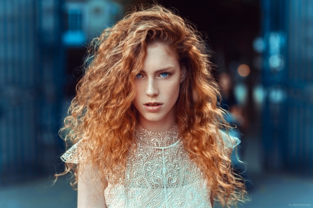 Beauty - white, redhead, blue, woman, model, girl, lods franck