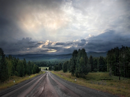 Country Road - nature, amazing, road, clouds