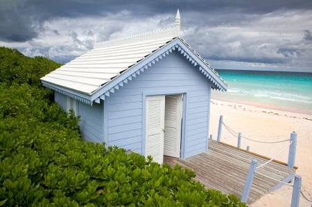 Beach hut - Grass, Hut, Sea, Beach