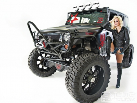 Custom Black Jeep - Blonde, Mopar, Babe, Lift