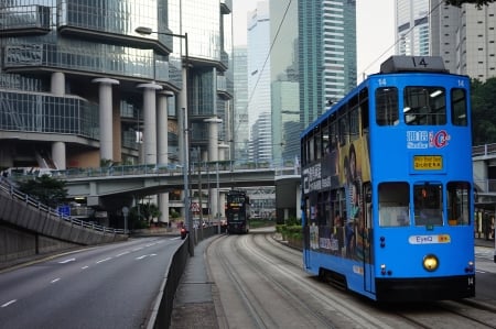 light rail - decker, double, building, tram