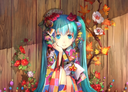 Hatsune Miku - hatsune miku, girl, vocaloid, blue, anime, orange, manga