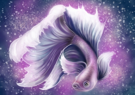 Zodiac ~ Pisces - fantasy, pisces, summer, kate shamanska, fish, zodiac, pink, luminos