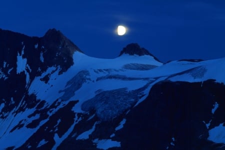 Full Moon over Winter Mountains - moon, nature, mountain, snow