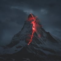 Mountain with Trail Lights