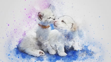 He's My Friend - love, cat, puppy, kitty, pets, pup, kitten, dog, friends, artistic, firefox persona theme