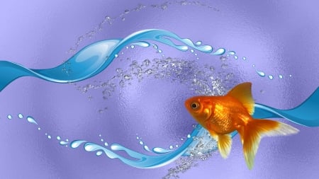 Goldfish - mood, fish, purple, sea