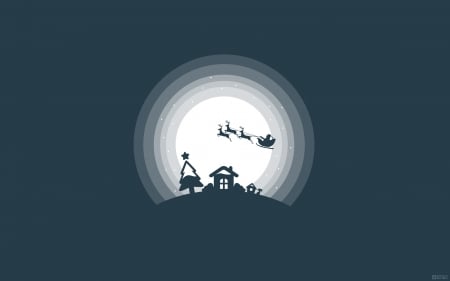 Merry Christmas! - moon, vector, christmas, santa, fantasy, craciun, card, reindeer, luna