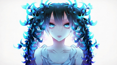 Hatsune Miku - white, vocaloid, anime, 1055, girl, hatsune miku, blue, manga