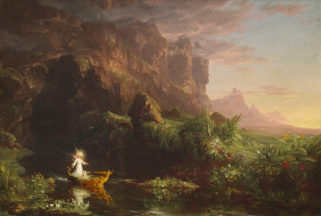 The Voyage of Life ~ Childhood - the voyage of life, thomas cole, pictura, childhood, painting, boat, art