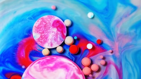 Abstract - red, summer, dot, pink, abstract, blue, colorful