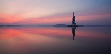 Lighthouse - sky, lighthouse, sea, red