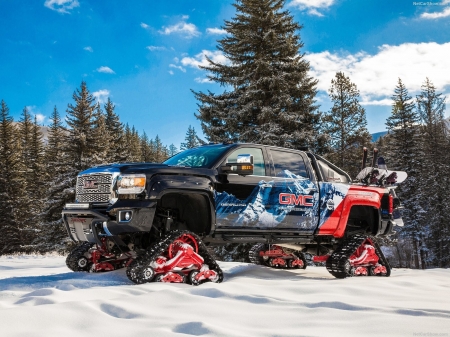 2018-GMC-Sierra-2500HD-All-Mountain-Concept - traks, black, snow, truck