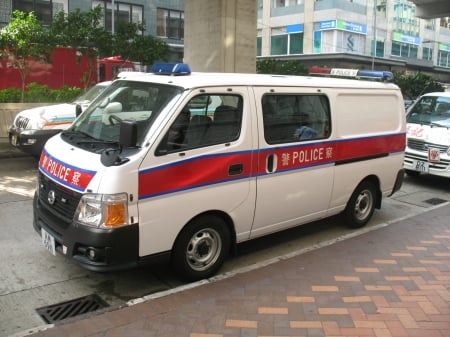 hong kong police - hong kong, police, nissan, van