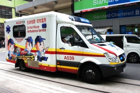 hong kong fire service ambulance - ambulance, service, hong kong, mercedes, fire