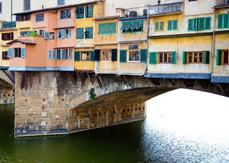 Bridge in Italy - windows, italy, river, architecture, colors, rooms, bridge