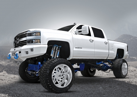 Chevy Lifted - Bowtie, GM, Truck, White