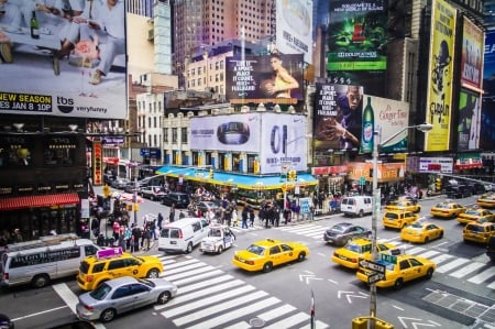 brooklyn intersection - street, taxi, car, building