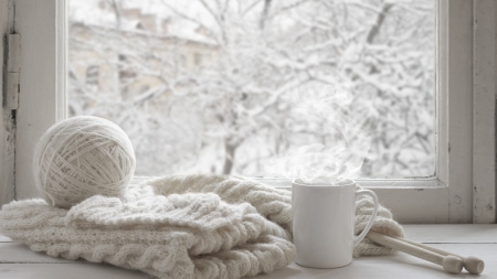 Winter Day - window, snow, photography, winter, cup